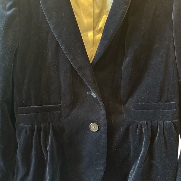 J Crew Women's Size 8 Velvet Jacket Blazer Navy Peplum Quiet Luxury Winter Trend - Picture 3 of 8